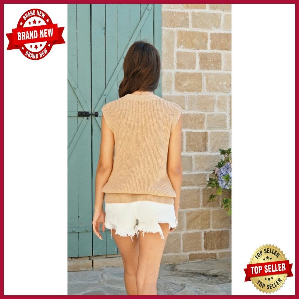 Western Cowboy Embroidered Ribbed Sweater Vest Crew Neck Sleeveless - Picture 7 of 7